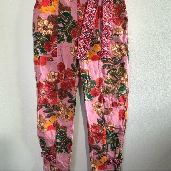 Farm Rio X Anthropologie Esperanza Floral Pink Pants size Small - Picture 7 of 11